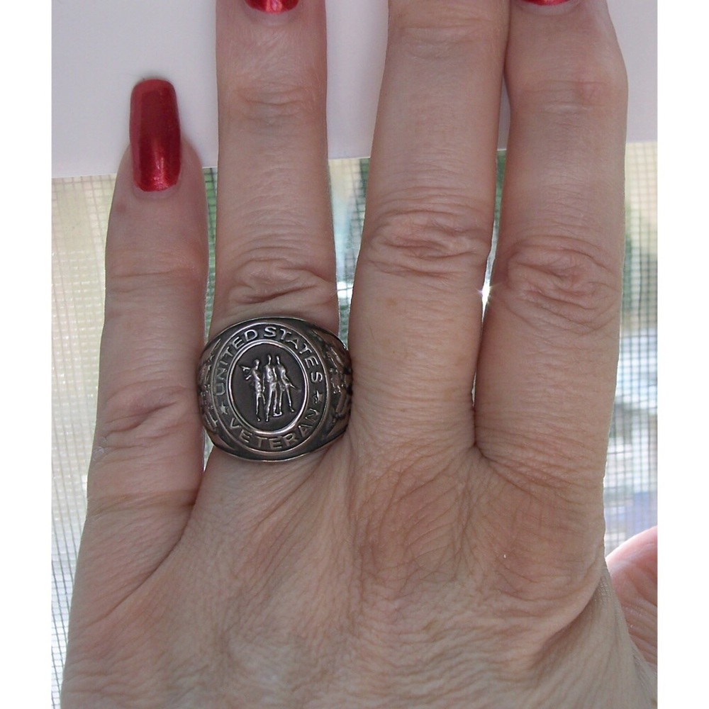 STAINLESS STEEL United States Veteran Epoxy Ring - Picture 3 of 14